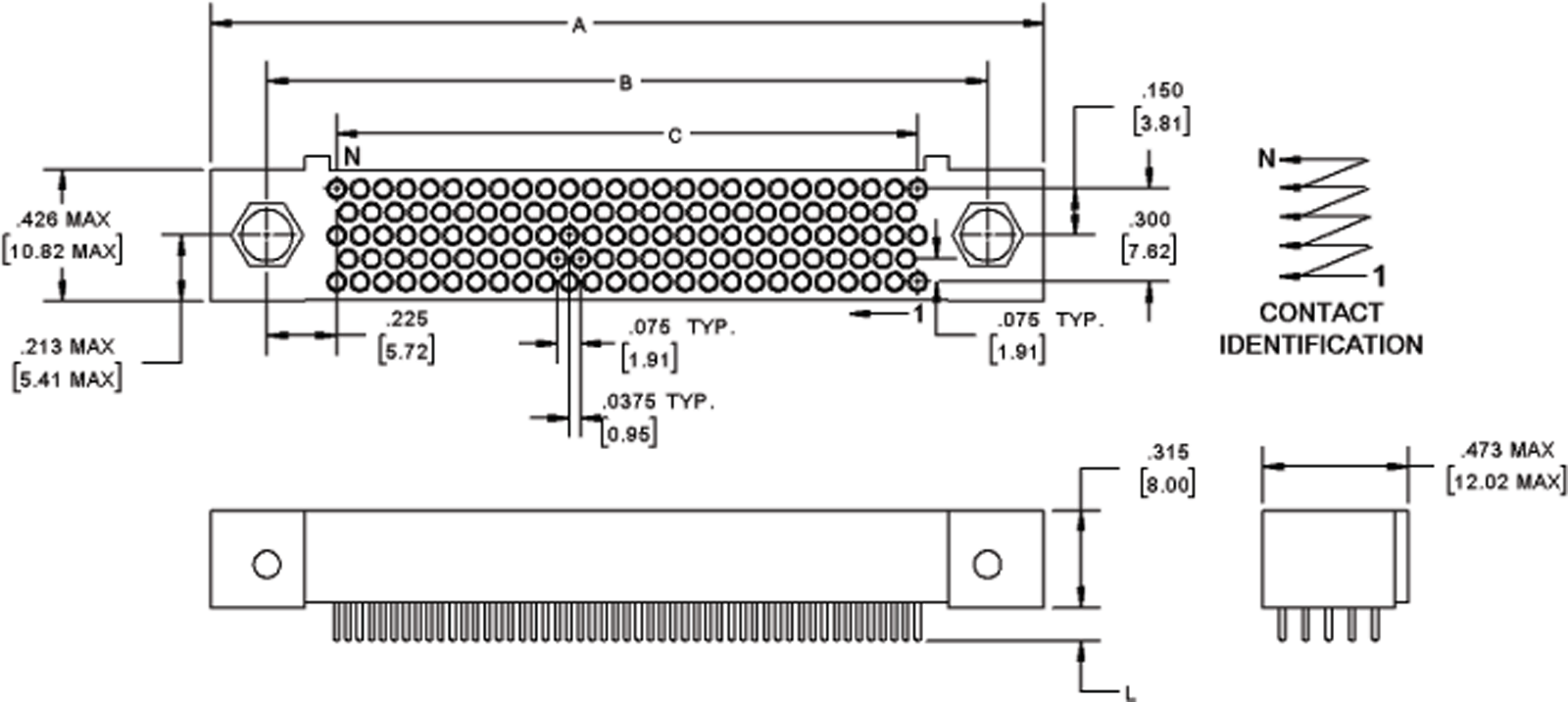 IEH HMP 5Row Receptacle, Straight