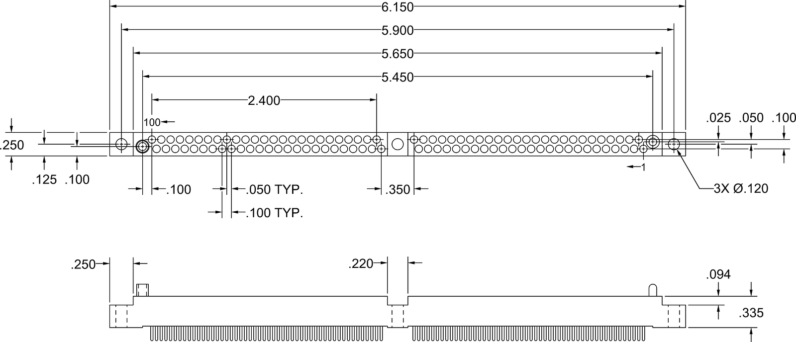 データ シート - HGM 2行レセプタクル、ストレート