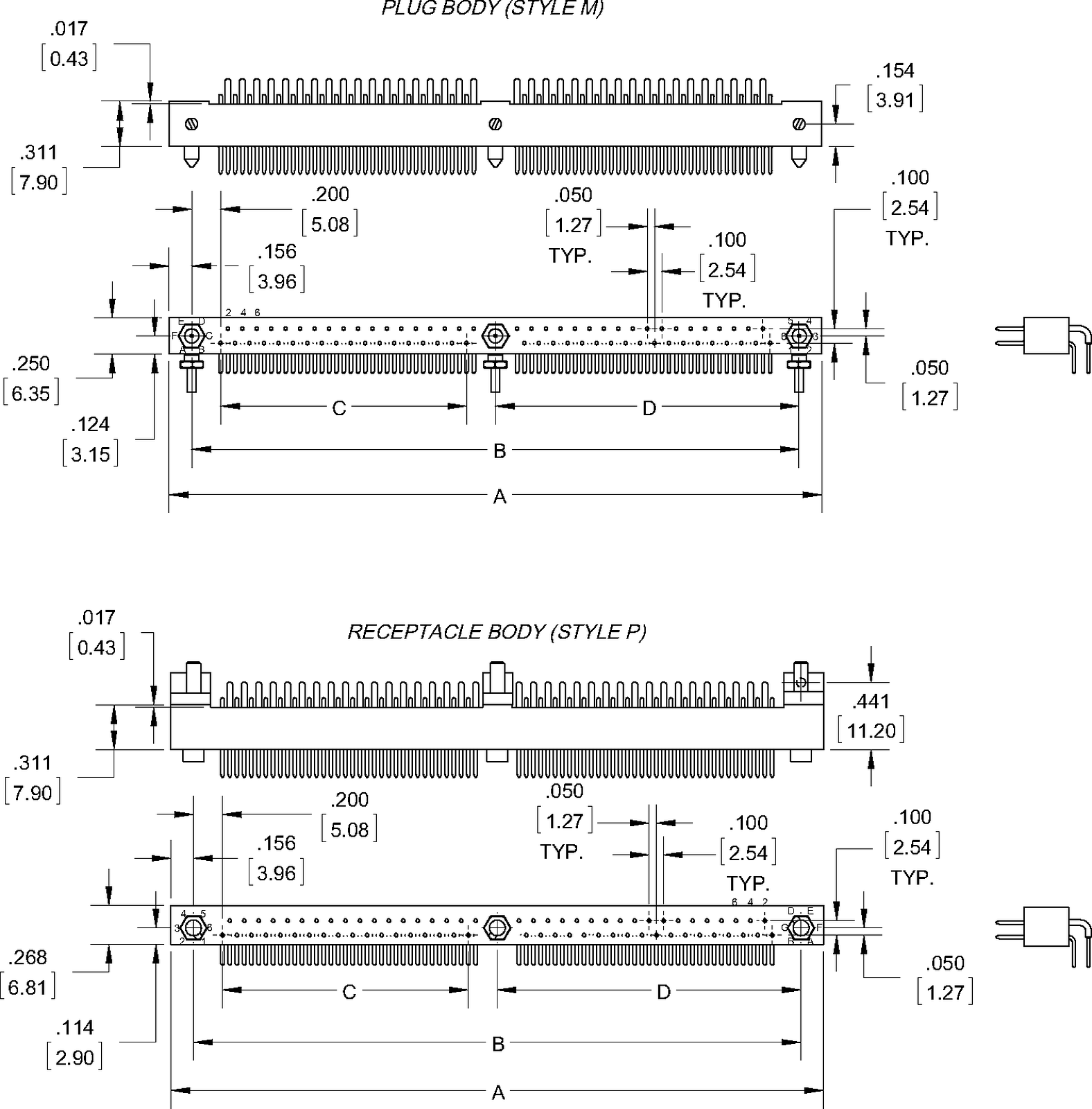 Data Sheet - HMK 2 Row Interrupted, Pin, Right Angle