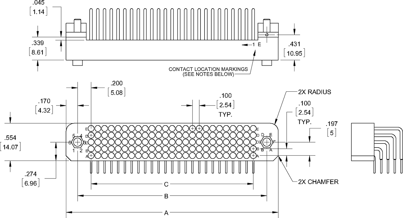 Data Sheet - HMK 5 Row Uninterrupted, Socket, Right Angle