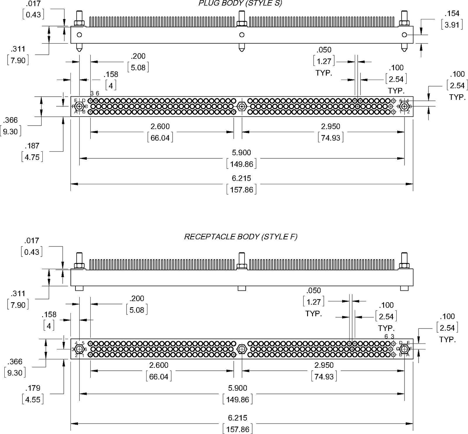 データ シート - HMK 3 Row Interrupted, Socket, Straight